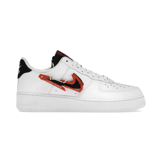 NIKE AIR FORCE 1 LOW PREMIUM "CARABINER" WHITE SWOOSH RED