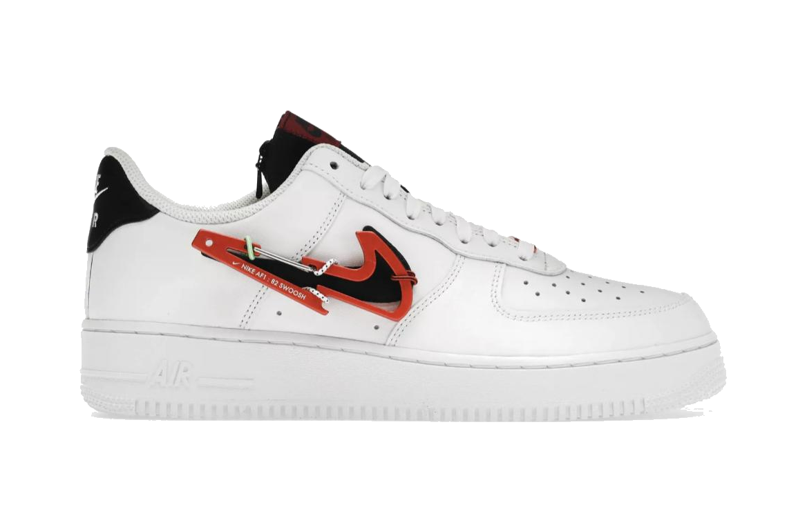 NIKE AIR FORCE 1 LOW PREMIUM "CARABINER" WHITE SWOOSH RED